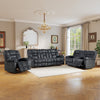 Bonzy Home Fabric Recliner Sofa Set β Single Recliner, Loveseat & 3-Seat Sofa with Storage Console & Cup Holders, Gray