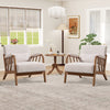 Bonzy Home Mid-Century Modern Accent Chair — Comfy Fabric Lounge Armchair with Wood Frame & Throw Pillow, Set of 2, Beige