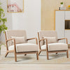 Bonzy Home Mid Century Modern Accent Chair Set of 2 with Pillows Upholstered Chair for Living Room Beige