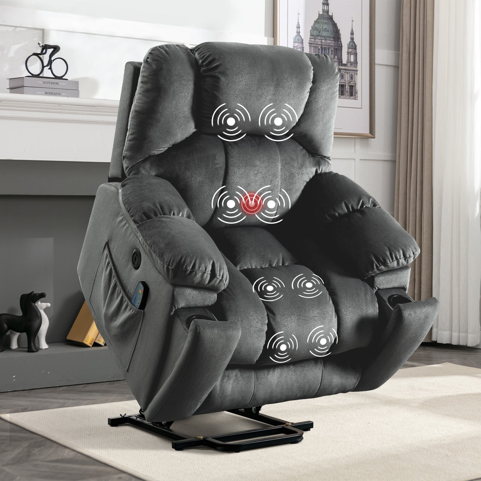 Bonzy Home Power Lift Recliner,Elderly Lift Chair with Heat Therapy an