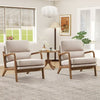 Bonzy Home Mid-Century Modern Accent Chair — Comfy Fabric Lounge Armchair with Solid Wood Frame, Set of 2, Beige