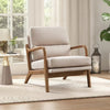 Bonzy Home Mid-Century Modern Accent Chair — Comfy Fabric Lounge Armchair with Solid Wood Frame, Beige