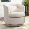 Bonzy Home 360° Swivel Barrel Accent Chair with Lumbar Pillow, Upholstered Fabric Club Chair for Living Room, Bedroom & Reading Room
