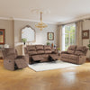Bonzy Home Manual Recliner Sofa Set — 3-Piece Microfiber Reclining Couch Set (1 Recliner, Loveseat & 3-Seat Sofa), Brown