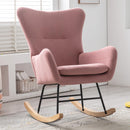 Rocking Chair Nursery, Modern Velvet Glider Rocker with High Backrest, Thick-Padded Seat, Upholstered Rocking Accent Chairs for Living Room, Bedroom