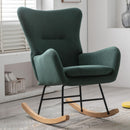 Rocking Chair Nursery, Modern Velvet Glider Rocker with High Backrest, Thick-Padded Seat, Upholstered Rocking Accent Chairs for Living Room, Bedroom