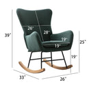 Rocking Chair Nursery, Modern Velvet Glider Rocker with High Backrest, Thick-Padded Seat, Upholstered Rocking Accent Chairs for Living Room, Bedroom