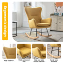Rocking Chair Nursery, Modern Velvet Glider Rocker with High Backrest, Thick-Padded Seat, Upholstered Rocking Accent Chairs for Living Room, Bedroom