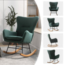Rocking Chair Nursery, Modern Velvet Glider Rocker with High Backrest, Thick-Padded Seat, Upholstered Rocking Accent Chairs for Living Room, Bedroom