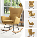 Rocking Chair Nursery, Modern Velvet Glider Rocker with High Backrest, Thick-Padded Seat, Upholstered Rocking Accent Chairs for Living Room, Bedroom