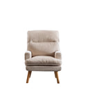 Bonzy Home Modern Soft Accent Chair with Ottoman, Beige (Set of 2)
