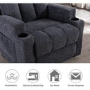 Massage Mannual Recliner Chairs Black with Cup Holders and Heat for Living Room