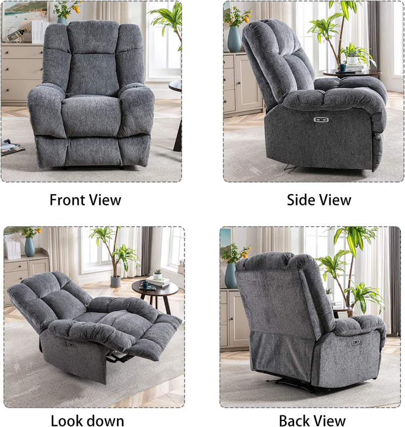 Electric Power Recliner Chair with Upholstered Seat