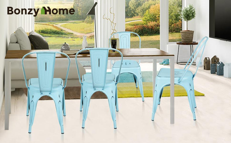 Only $99 for Bonzy Home Distressed Style Metal Dining Chairs Set of 4