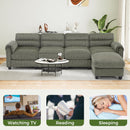 Bonzy Home Convertible Sectional Sofa With Ottoman, Ultra‑Comfort Seating – Configurable for Living Room & Family Room; Green