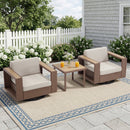 Bonzy Home Rattan Patio Conversation Sets - 360° Swivel Outdoor Wicker 2 Chairs with Thick Cushions, 2 Ottomans and Square Coffee Table, Beige