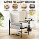 Bonzy Home Accent Chair Mid Century Modern Armchair with Metal Frame Upholstered Reading Chair Living Room Chairs for Bedrooms Living Room Home Office, White