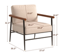 Bonzy Home 27" Wide Upholstered Wooden Armchair With Metal Legs And Pillow,Beige