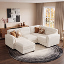 Bonzy Home Modular Convertible Sectional Sofa with Ottoman living room furniture sets, Oat