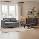 Bonzy Home 3 in 1 Convertible Sleeper Sofa Bed & Upholstered Accent Chair with Ottoman, 2-Seater Futon Couch with Storage, Modern Padded Lounge Chair Set for Living Room Bedroom, Gray