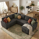 Ebello L-Shaped Sectional Sofa with Pull Out Bed, Storage Under Seat, Cup Holders, USB Ports & Side Pockets, Convertible Couch Bed for Living Room, Gray