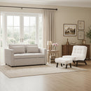 Bonzy Home 3 in 1 Convertible Sleeper Sofa Bed & Upholstered Accent Chair with Ottoman, 2-Seater Futon Couch with Storage, Modern Padded Lounge Chair Set for Living Room Bedroom, Beige