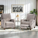 Bonzy Home 2 Pack Fabric Recliner Chairs, Push Back Reclining Armchairs with Retractable Footrest, Cushioned Seat & Solid Wood Legs,Accent Chairs for Living Room Bedroom，Light Gray
