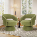 Ebello 360° Swivel Barrel Chair, Velvet Accent Armchair for Living Room, Bedroom & Office, Green (Set of 2)