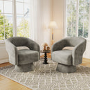 Ebello 360° Swivel Barrel Chair, Velvet Accent Armchair for Living Room, Bedroom & Office, Gray (Set of 2)