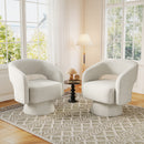 Ebello 360° Swivel Barrel Chair, Velvet Accent Armchair for Living Room, Bedroom & Office, Beige (Set of 2)