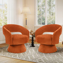 Ebello 360° Swivel Barrel Chair, Velvet Accent Armchair for Living Room, Bedroom & Office, Orange (Set of 2)