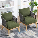 Bonzy Home Braid Accent Chair, Mid-Century Modern Armchair with Metal Armrests & Wood Frame, Braided Backrest for Living Room, Bedroom