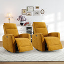 Bonzy Home Sofa Chair Set of 2, Swivel Recliner Fabric Living Room Electric Recliner Chair with USB Ports