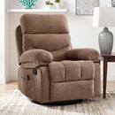Bonzy Home Manual Recliner Chair with Massage & Heat, Soft Fabric Recliner Chair with Overstuffed Armrest & Backrest, Manual Reclining Single Sofa with Side Pocket for Living Room,Light Brown