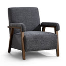 Ebello Mid Century Modern Armchair, Short Plush Fabric Accent Chair with Thick Innerspring Cushion & Solid Wood Frame for Living Room and Bedroom, Dark Gray