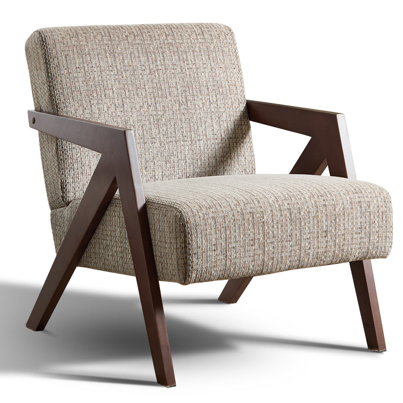 Bonzy Home Modern Accent Chair – Small Plaid Fabric Armchair for Living Room, Bedroom, Office, 300lbs (Brown)