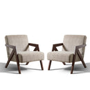 Bonzy Home Modern Accent Chairs Set of 2 – Small Plaid Fabric Armchairs for Living Room, Bedroom, Office, 300lbs (Brown)