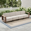 Bonzy Home Outdoor Wicker Sofa Set, Rattan Patio Conversation Sets - 4 Seater Wicker Sofa with Thick Cushions, for Backyard & Garden, Beige