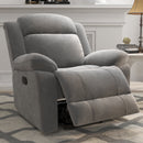 Bonzy Home Extra WideRecliner  in Soft Gray Fabric,Overstuffed Manual Recliner Chair，Gray