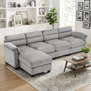 Bonzy Home Convertible Sectional Sofa With Ottoman, Ultra‑Comfort Seating – Configurable for Living Room & Family Room; Gray