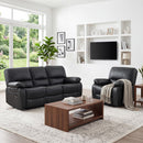 Bonzy Home Faux Leather Recliner Sofa Set, 2-Piece Manual Reclining Living Room Set with Contrast Stitching, Black