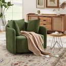 Bonzy Home 360° Swivel Barrel Accent Chair, Modern Oversized Upholstered Armchair with 3 Pillows, for Living Room, Bedroom & Study Room, Vanilla Green