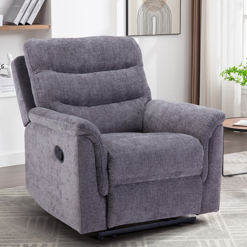 Bonzy Home Manual Recliner with Soft Padded Headrest and Armrest for Living Room and Bedroom Theater Reclining Chair Sofa Gray