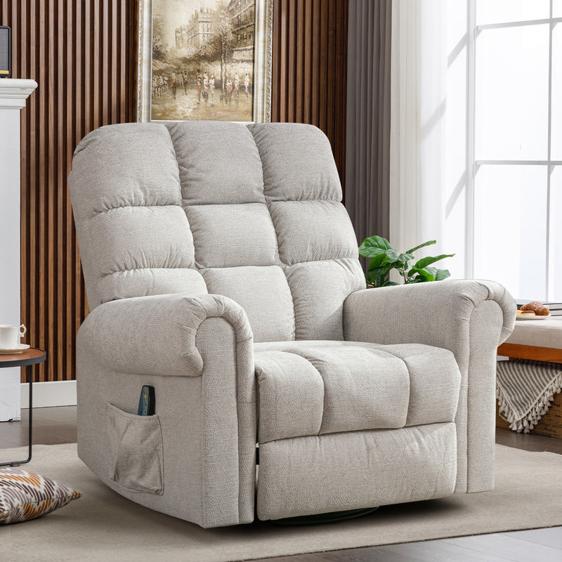 Bonzy Home Recliner Chair, Manual Swivel Massage Recliner for Adults with Heat and Vibration-Beige