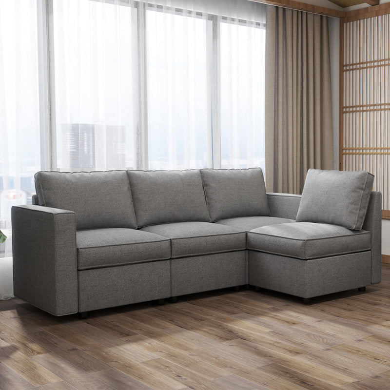 Bonzy Home L-Shaped Sectional Sofa with Storage and Reversible Chaises Convertible Couch for Living Room,Light Grey