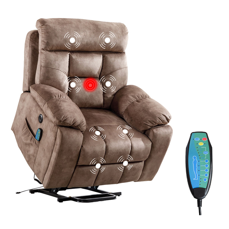 Canmov Large Power Lift Recliner Chair with Massage and Heat for Elderly Adults, Overstuffed Wide Recliners, Camel