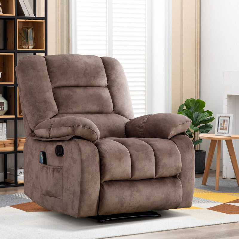 Ebello Design Overstuffed Massage Recliner Chairs with Heat and Vibration, Soft Fabric Single Manual Reclining Chair for Living Room Bedroom