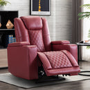 Bonzy Home Breathable Leather Reclining Chair Electric Power Recliner for Adults with USB Ports and Cup Holders, Home Theater Seating with Hidden Arm Storage Movie & Media Room Chairs Red