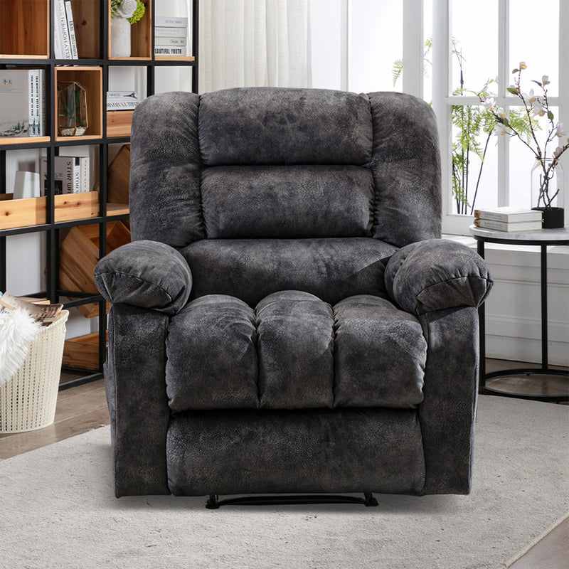 Ebello Design Overstuffed Massage Recliner Chairs with Heat and Vibration, Soft Fabric Single Manual Reclining Chair for Living Room Bedroom