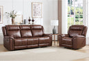 EBELLO Brown Recliner Sofa Set, Manual Recliner Chair and 3-Seater Reclining Sofa, Mid-Century Modern Faux Leather Living Room Furniture Suite (Brown)